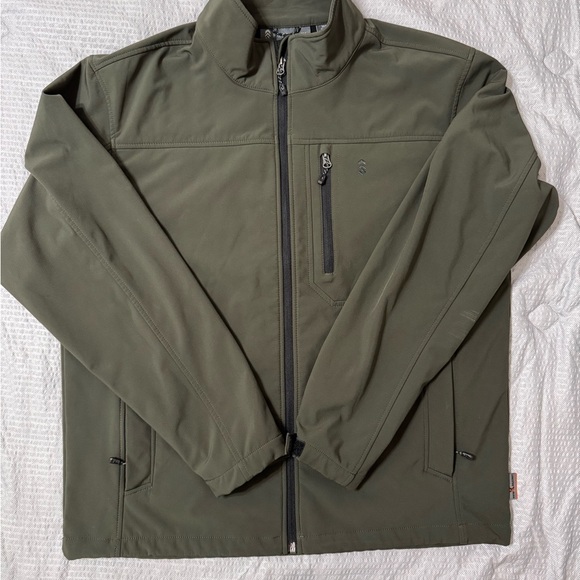 Free Country Green Windbreaker Jacket with Stand-Up Collar - Picture 1 of 10